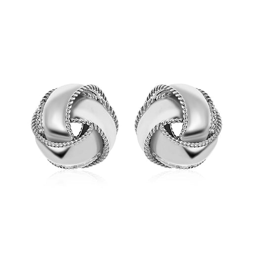 Bids.com Textured and Polished Love Knot Earrings in Sterling Silver Earrings White Smoke Sterling Silver
