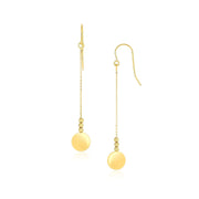 Bids.com 14k Yellow Gold Bead and Shiny Disc Drop Earrings Earrings White Smoke Yellow Gold