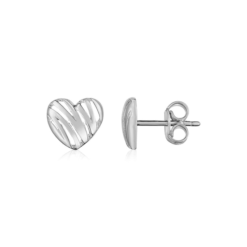Bids.com 14K White Gold High Polish Scribble Heart Stud Earrings Earrings White Smoke White Gold