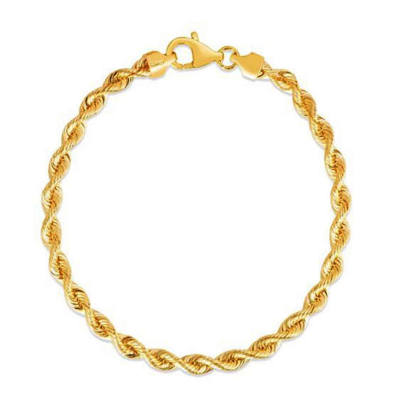 Bids.com Silk Rope Chain Bracelet in 14k Yellow Gold  (4.30 mm) Bracelets White Smoke 8 / Yellow Gold