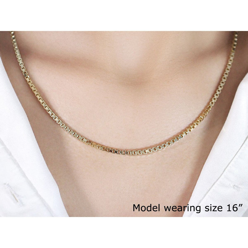 Bids.com 2.5mm 14k Yellow Gold Semi Solid Box Chain Necklaces Tan 20 / Yellow Gold,22 / Yellow Gold,24 / Yellow Gold