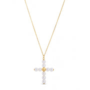 Bids.com 14k Yellow Gold Pearl Cross Pendant Pendants White Smoke 18 / Yellow Gold