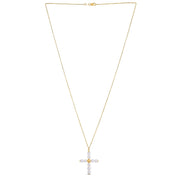Bids.com 14k Yellow Gold Pearl Cross Pendant Pendants White Smoke 18 / Yellow Gold