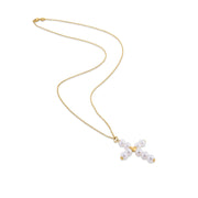 Bids.com 14k Yellow Gold Pearl Cross Pendant Pendants White Smoke 18 / Yellow Gold