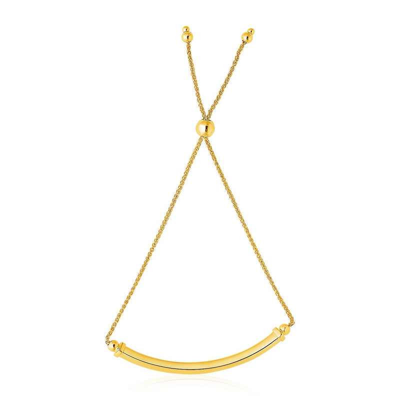 Bids.com 14k Yellow Gold Lariat Bracelet with Polished Curved Bar Bracelets White Smoke 9.25 / Yellow Gold