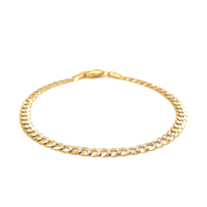 Bids.com 3.6mm 14k Two Tone Gold Pave Curb Bracelet Bracelets White Smoke 7 / Two-Tone Gold