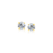 Bids.com 14k Yellow Gold Stud Earrings with White Hue Faceted Cubic Zirconia Earrings White Smoke Yellow Gold