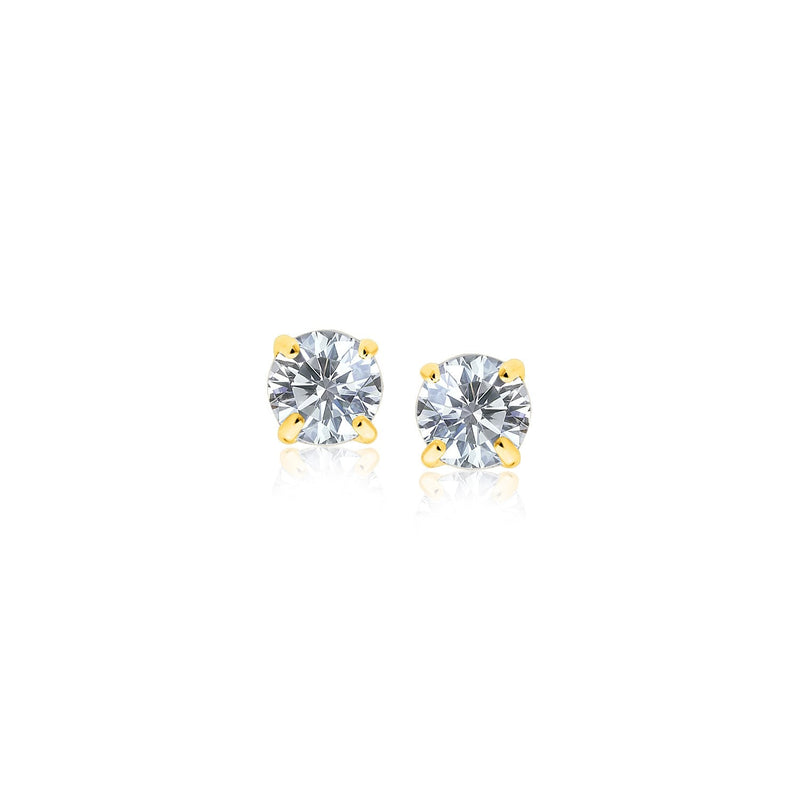 Bids.com 14k Yellow Gold Stud Earrings with White Hue Faceted Cubic Zirconia Earrings White Smoke Yellow Gold