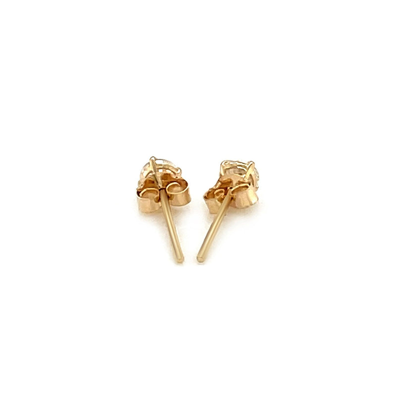 Bids.com 14k Yellow Gold Stud Earrings with White Hue Faceted Cubic Zirconia Earrings White Smoke Yellow Gold