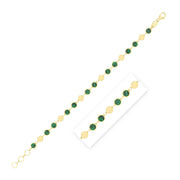 Bids.com 14k Yellow Gold Malachite Geometric Mirror Gem Chain Bracelet (5.00 mm) Bracelets White Smoke 7.25 / Yellow Gold