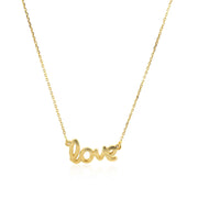 Bids.com 14k Yellow Gold Script LOVE Necklace Necklaces White Smoke 18 / Yellow Gold