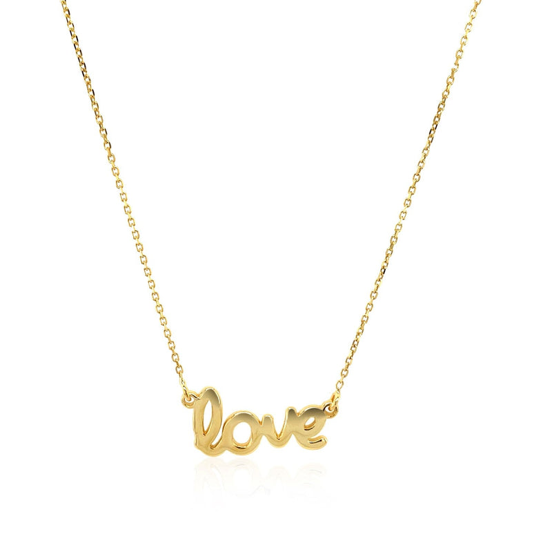 Bids.com 14k Yellow Gold Script LOVE Necklace Necklaces White Smoke 18 / Yellow Gold