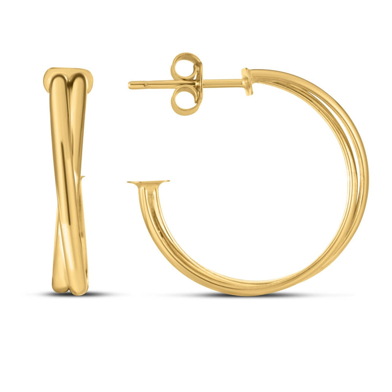 Bids.com 14k Yellow Gold Large Crossover Hoops Earrings White Smoke Yellow Gold
