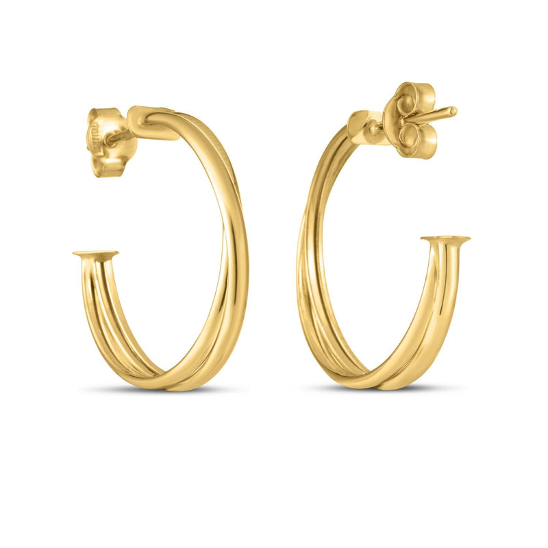 Bids.com 14k Yellow Gold Large Crossover Hoops Earrings White Smoke Yellow Gold