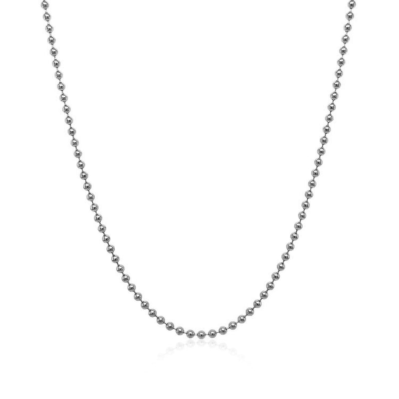 Bids.com 14k White Gold Bead Chain 1.5mm Necklaces White Smoke 16 / White Gold,18 / White Gold
