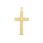 Bids.com 14k Yellow Gold High Polish Textured Cross Pendant Pendants White Smoke Yellow Gold