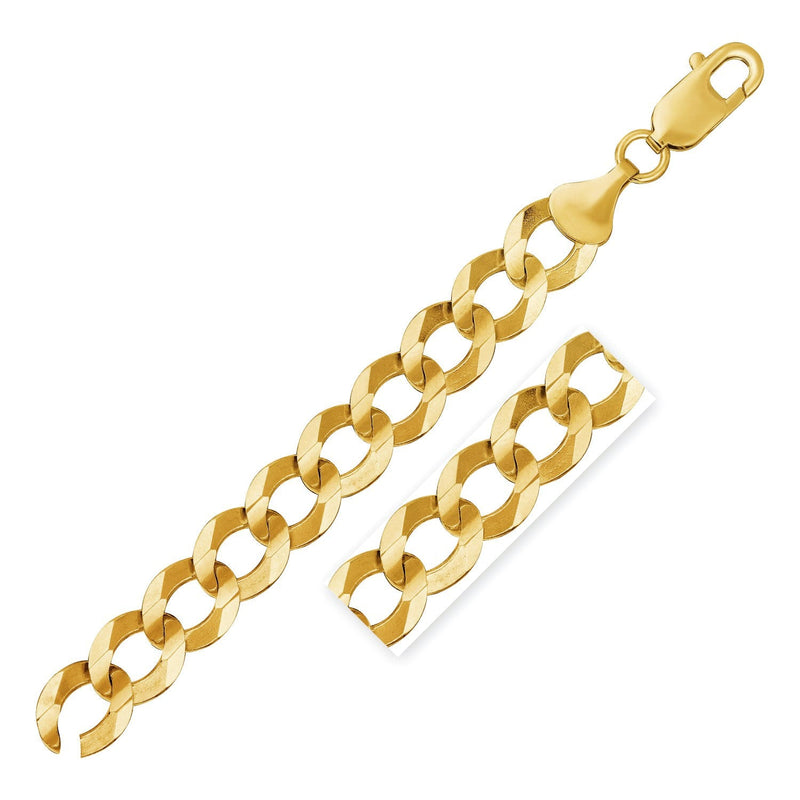 Bids.com Solid Curb Chain in 14k Yellow Gold (12.18mm) Necklaces White Smoke 24 / Yellow Gold,26 / Yellow Gold