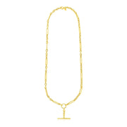 Bids.com 14k Yellow Gold Alternating Oval and Round Chain Necklace with Toggle Necklaces White Smoke 18 / Yellow Gold