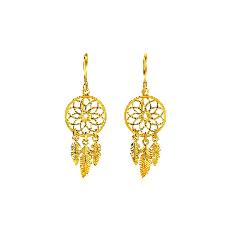 Bids.com Dream Catcher Earrings in 14k Yellow Gold Earrings White Smoke Yellow Gold