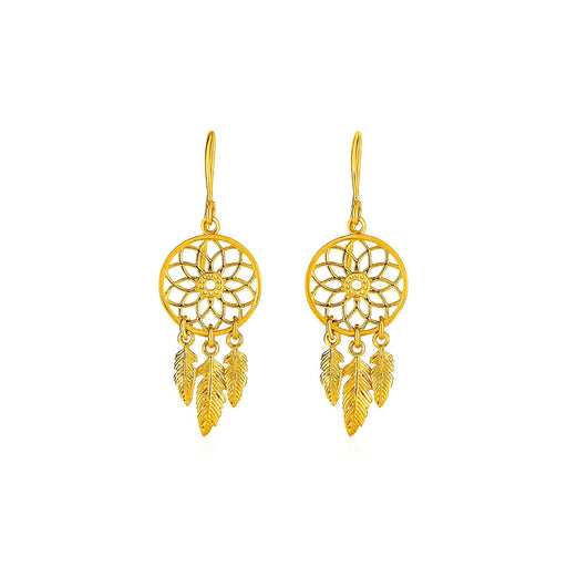 Bids.com Dream Catcher Earrings in 14k Yellow Gold Earrings White Smoke Yellow Gold