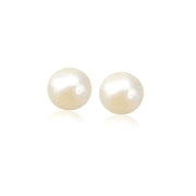 Bids.com 14k Yellow Gold Freshwater Cultured White Pearl Stud Earrings (7.0 mm) Earrings White Smoke Yellow Gold