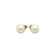 Bids.com 14k Yellow Gold Freshwater Cultured White Pearl Stud Earrings (7.0 mm) Earrings White Smoke Yellow Gold