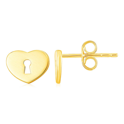 Bids.com 14k Yellow Gold Heart Padlock Stud Earrings Earrings White Smoke Yellow Gold