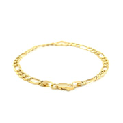 Bids.com 14k Yellow Gold 7 inch Figaro Chain Bracelet with Heart Bracelets White Smoke 7 / Yellow Gold
