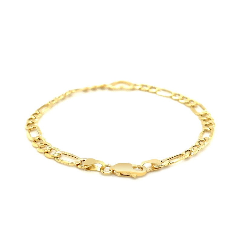Bids.com 14k Yellow Gold 7 inch Figaro Chain Bracelet with Heart Bracelets White Smoke 7 / Yellow Gold