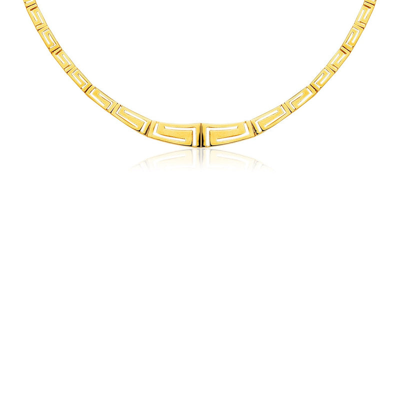 Bids.com 14K Yellow Gold Necklace with Graduated Greek Meander Motif Links Necklaces White Smoke 17 / Yellow Gold,One / Yellow Gold