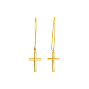 Bids.com 14k Yellow Gold Dangle Cross Earrings Earrings White Smoke Yellow Gold
