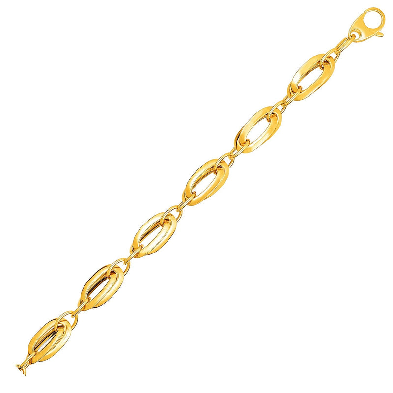 Bids.com 14k Yellow Gold Bracelet with Long Double Oval Links Bracelets White Smoke 7.5 / Yellow Gold
