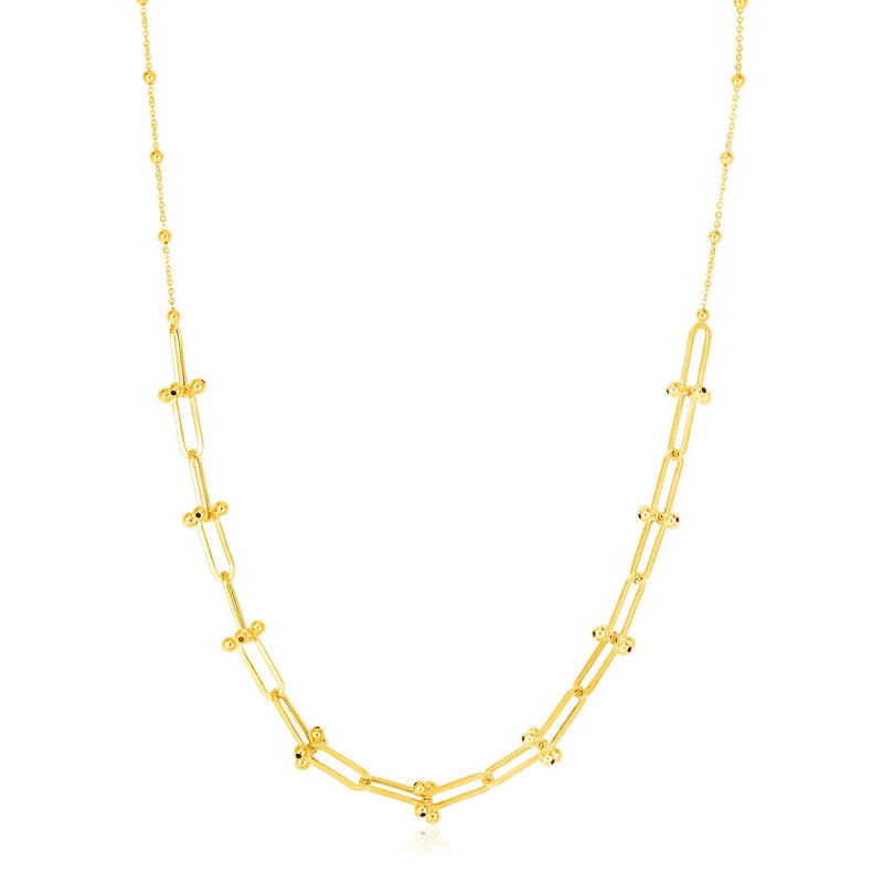 Bids.com 14k Yellow Gold Beaded U Link Chain Necklace Necklaces White Smoke 18 / Yellow Gold