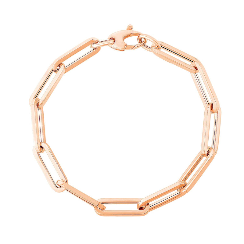 Bids.com 14K Rose Gold Extra Wide Paperclip Chain Bracelet Bracelets White Smoke 7.5 / Rose Gold,One / Rose Gold