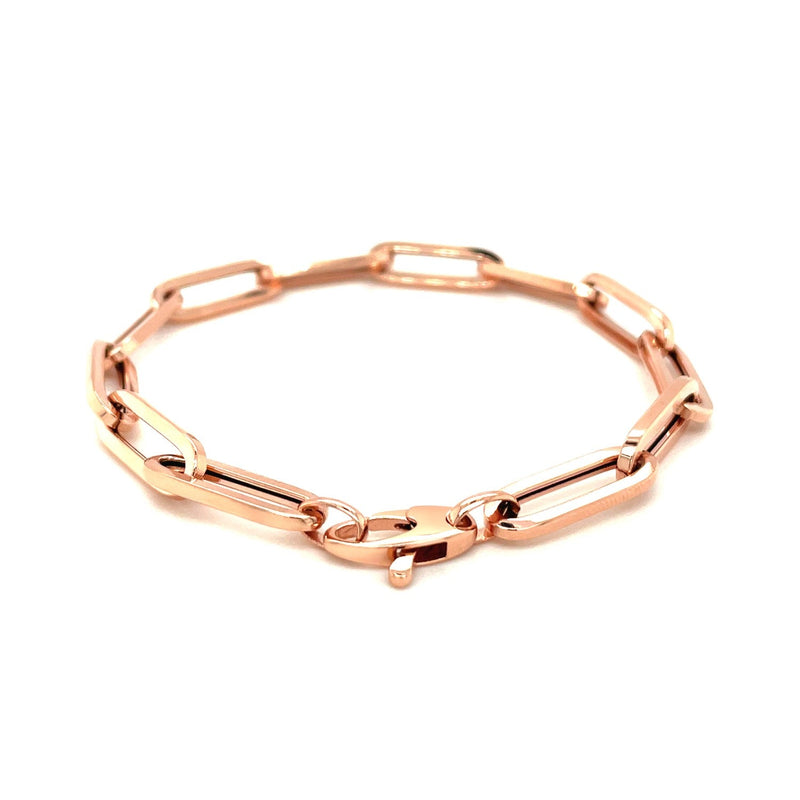Bids.com 14K Rose Gold Extra Wide Paperclip Chain Bracelet Bracelets White Smoke 7.5 / Rose Gold,One / Rose Gold