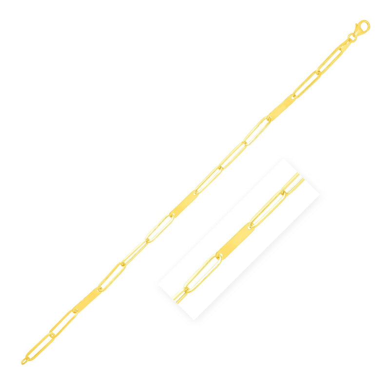 Bids.com 14k Yellow Gold 7 inch Alternating Paperclip Chain Link and Gold Bar Bracelet Bracelets White Smoke 7 / Yellow Gold