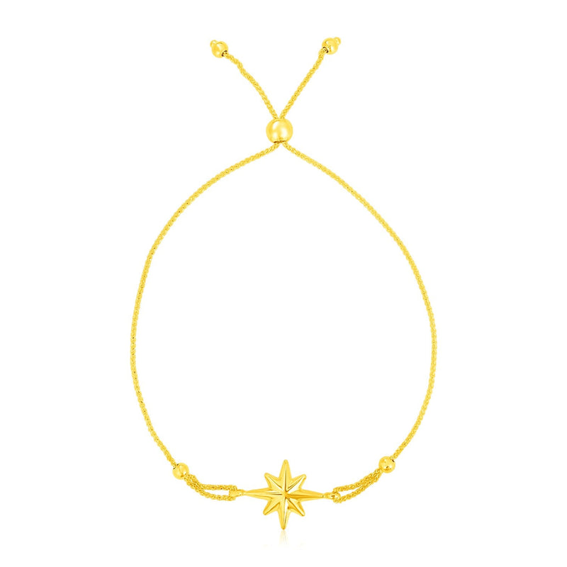 Bids.com 14k Yellow Gold Adjustable Bracelet with Star Bracelets White Smoke 9.25 / Yellow Gold