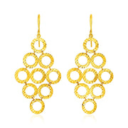 Bids.com 14k Yellow Gold Earrings with Textured Open Circle Motifs Earrings White Smoke Yellow Gold