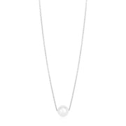 Bids.com 14k White Gold Pearl Solitaire Necklace Necklaces White Smoke 18 / White Gold