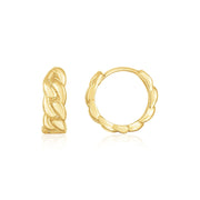 Bids.com 14K Yellow Gold Thick Curb Chain Huggie Hoop Earrings Earrings White Smoke Yellow Gold