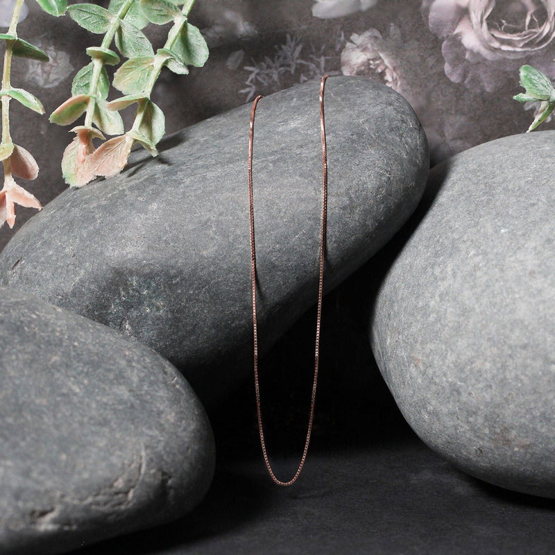 Bids.com 14k Rose Gold Classic Box Chain 0.4mm Necklaces Black 18 / Rose Gold