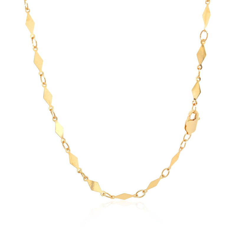Bids.com 14K Yellow Gold Polished Diamond Motif Chain (3.0mm) Necklaces White Smoke 16.25 / Yellow Gold,18 / Yellow Gold,30 / Yellow Gold