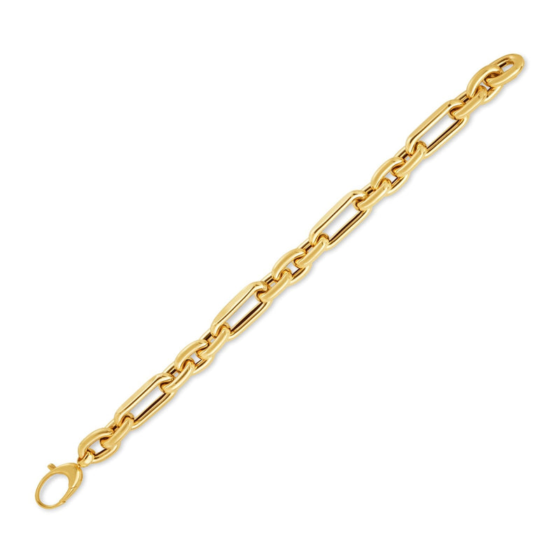 Bids.com 14k Yellow Gold Italian Alternating Paperclip Oval Links Bracelet (9.30 mm) Bracelets White Smoke 7.5 / Yellow Gold