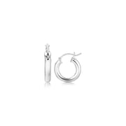 Bids.com Sterling Silver Thick Polished Hoop Earrings with Rhodium Plating (15mm) Earrings White Smoke Sterling Silver