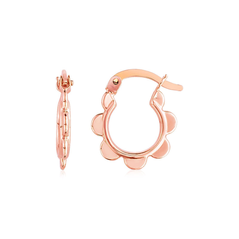 Bids.com 14k Rose Gold Scalloped Hoop Earrings Earrings White Smoke Rose Gold
