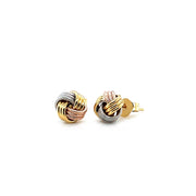 Bids.com Love Knot Post Earrings in 14k Tri Color Gold Earrings White Smoke Tri-Color Gold