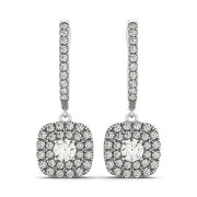 Bids.com 14k White Gold Double Halo Cushion Outer Shaped Diamond  Earrings (3/4 cttw) Earrings White Smoke White Gold