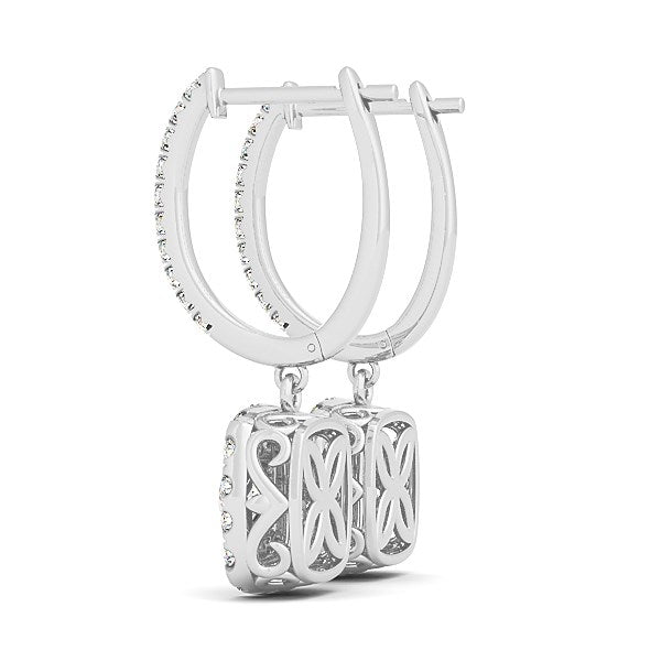Bids.com 14k White Gold Double Halo Cushion Outer Shaped Diamond  Earrings (3/4 cttw) Earrings White Smoke White Gold