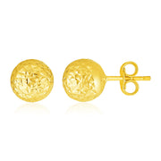 Bids.com 14k Yellow Gold Ball Earrings with Crystal Cut Texture Earrings White Smoke Yellow Gold