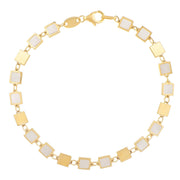 Bids.com 14k Yellow Gold MOP Geometric Mirror Gem Chain Bracelet (5.00 mm) Bracelets White Smoke 7.25 / Yellow Gold